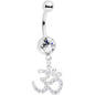Clear CZ Gem Amazing Om Dangle Belly Ring