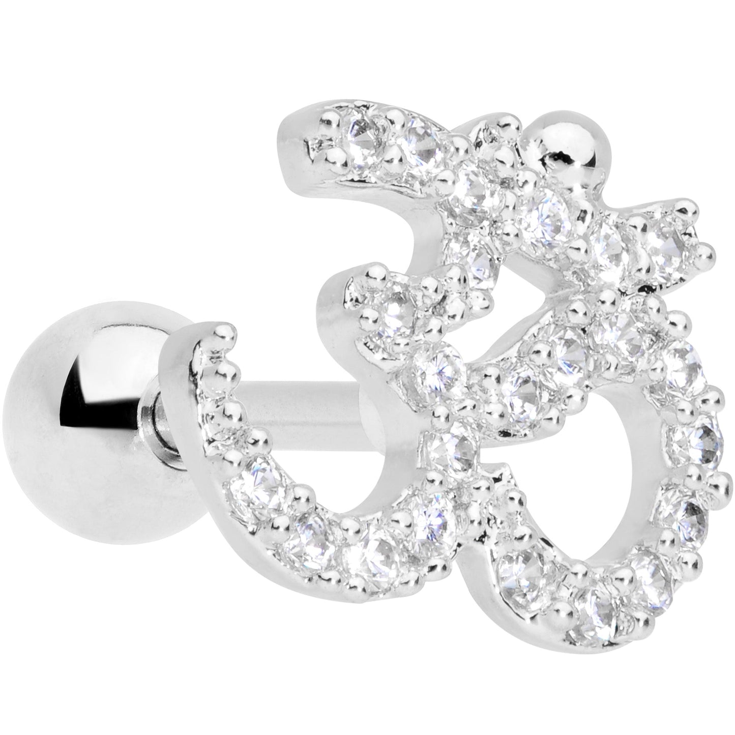 16 Gauge 1/4 Clear CZ Gem Amazing Om Cartilage Tragus