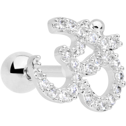 16 Gauge 1/4 Clear CZ Gem Amazing Om Cartilage Tragus