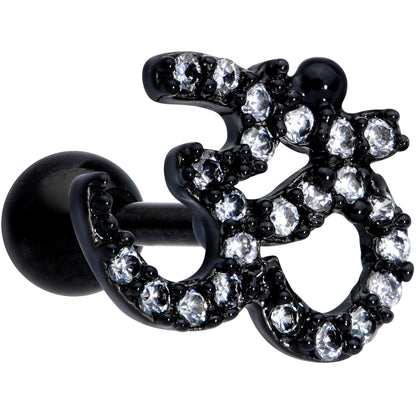 16 Gauge 1/4 Clear CZ Gem Black PVD Amazing Om Cartilage Tragus