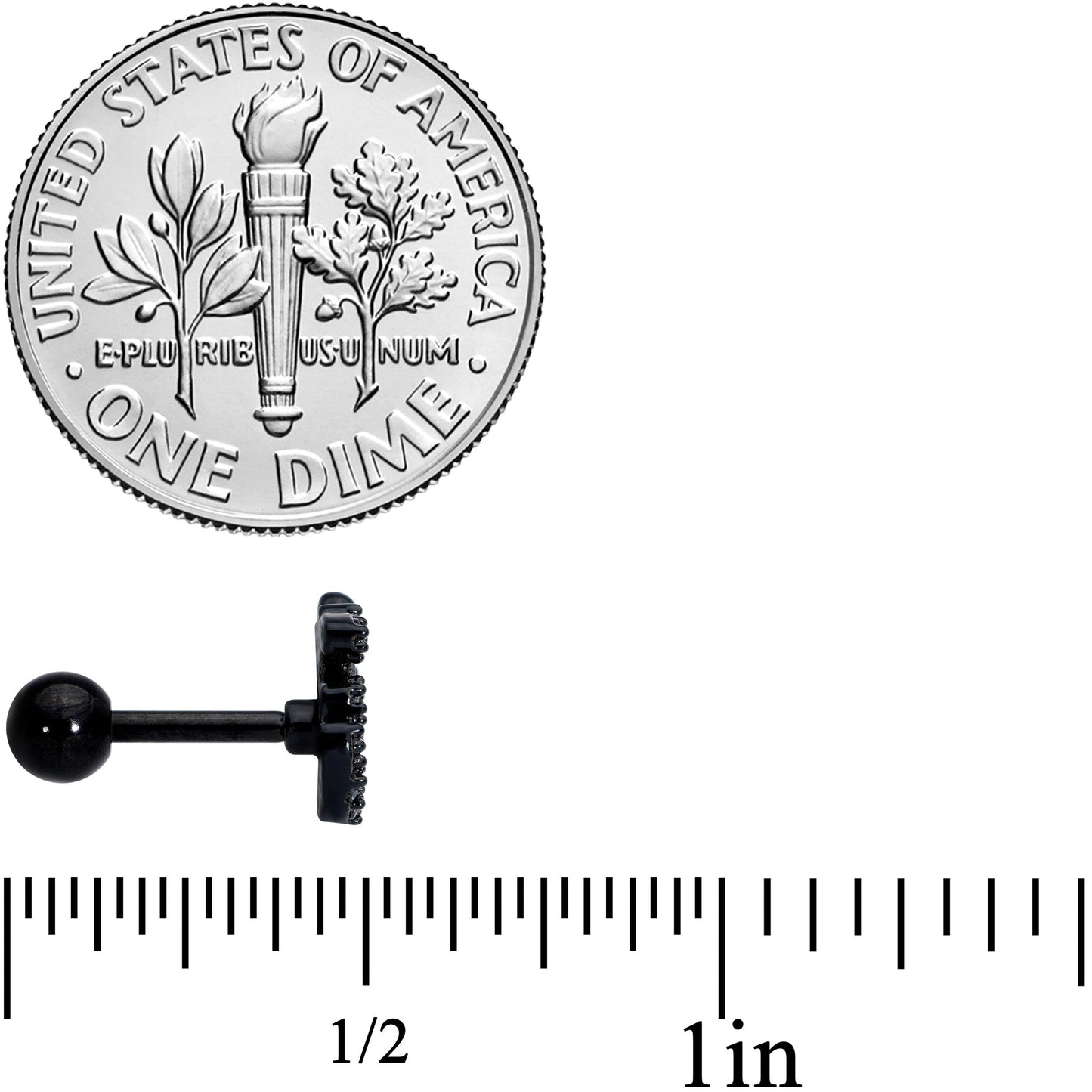 16 Gauge 1/4 Clear CZ Gem Black PVD Amazing Om Cartilage Tragus