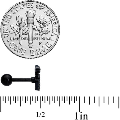 16 Gauge 1/4 Clear CZ Gem Black PVD Amazing Om Cartilage Tragus