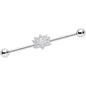 14 Gauge Clear CZ Gem Lotus Flower Industrial Barbell 38mm