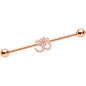 14 Gauge Clear CZ Gem Rose Gold Hue Amazing Om Industrial Barbell 38mm