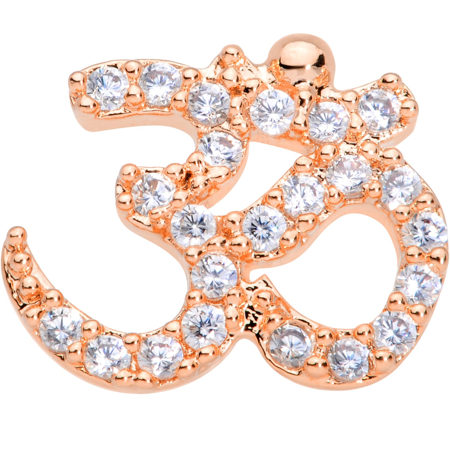 20 Gauge 1/4 Clear CZ Gem Rose Gold Tone Amazing Om Nose Bone