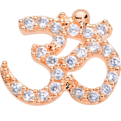 20 Gauge 1/4 Clear CZ Gem Rose Gold Tone Amazing Om Nose Bone