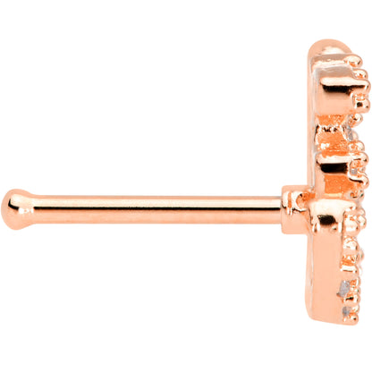 20 Gauge 1/4 Clear CZ Gem Rose Gold Tone Amazing Om Nose Bone