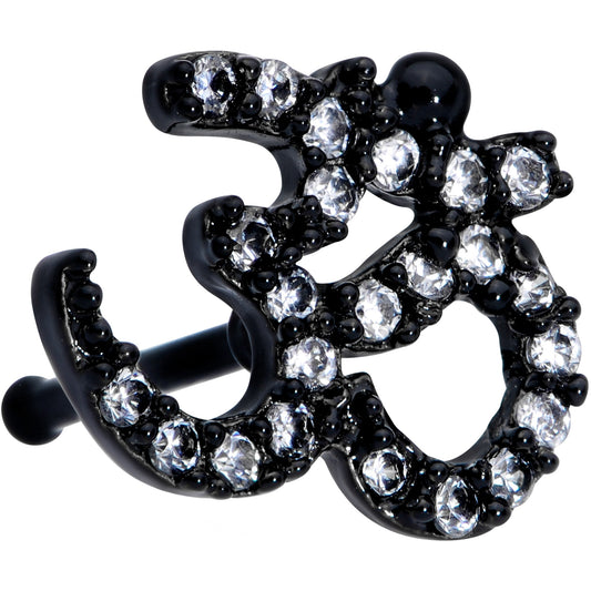 20 Gauge 1/4 Clear CZ Gem Black Amazing Om Nose Bone