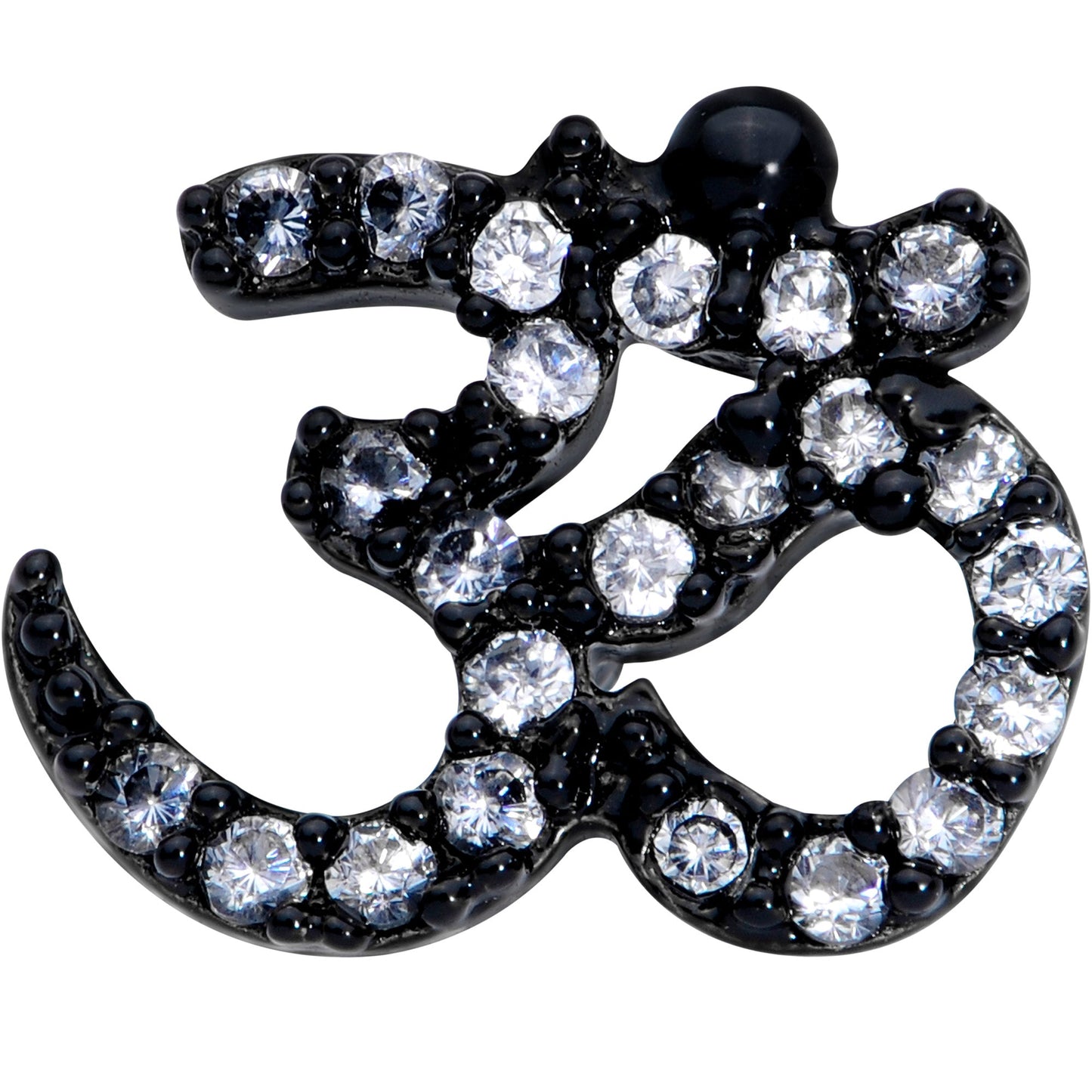 20 Gauge 1/4 Clear CZ Gem Black Amazing Om Nose Bone