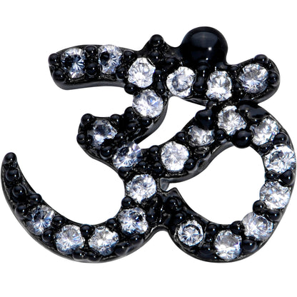 18 Gauge 3/8 Clear CZ Gem Black Amazing Om Nose Hoop