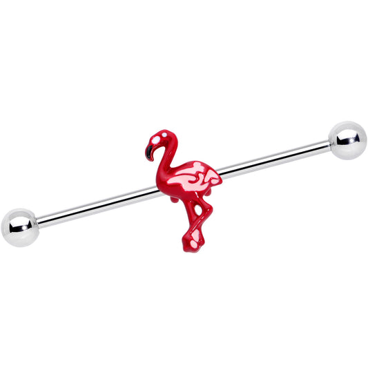 14 Gauge Red Pink Flamingo Industrial Barbell 38mm