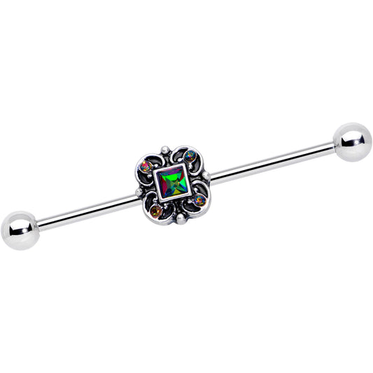 14 Gauge Vitrail Gem Royal Seal Industrial Barbell 38mm