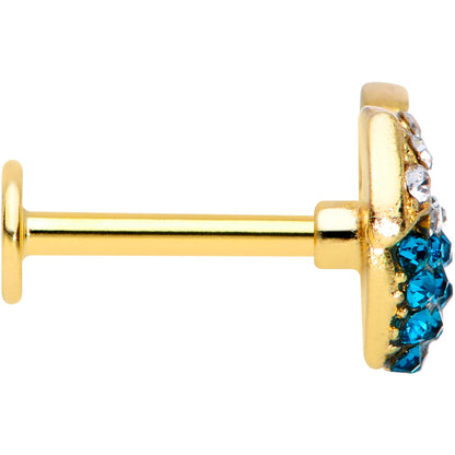 16 Gauge 5/16 Aqua Gem Gold Tone Tropical Drink Labret Monroe Tragus