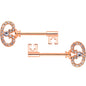 14 Gauge 9/16 Clear CZ Gem Rose Gold Tone Key Nipple Ring Set