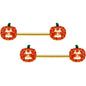 14 Gauge 5/8 Orange Gem Pumpkin Halloween Barbell Nipple Ring Set