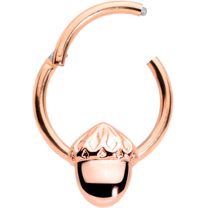 16 Gauge 3/8 Rose Gold Tone Simple Acorn Hinged Segment Ring