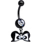 Clear Gem Black Bow Panda Bear Dangle Belly Ring