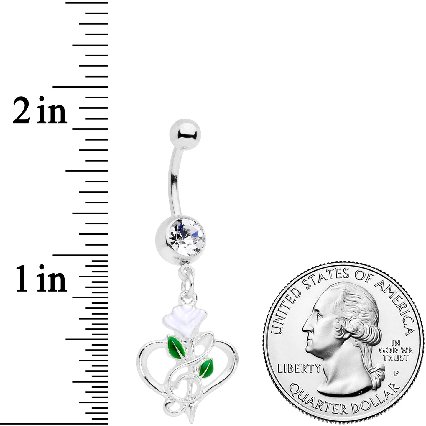 Clear Gem Heart Music Valentines Day Dangle Belly Ring