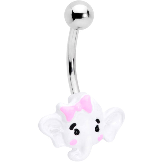 Pink Bow Cute Elephant Belly Ring