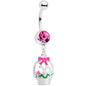 Pink Gem Easter Basket Dangle Belly Ring
