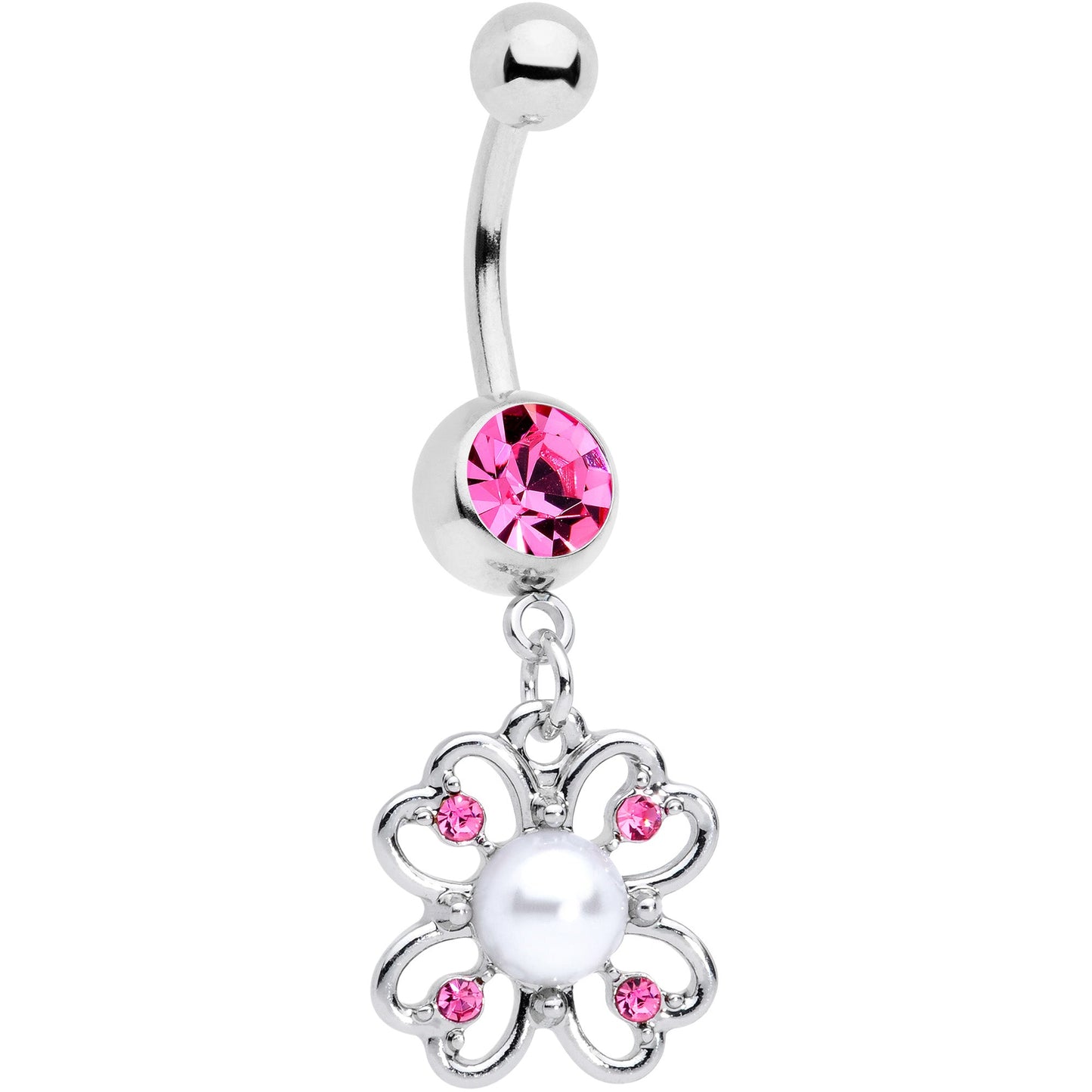 Pink Gem Sumptuous Shamrock St Patricks Day Dangle Belly Ring