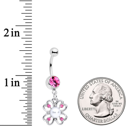 Pink Gem Sumptuous Shamrock St Patricks Day Dangle Belly Ring