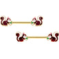 14 Gauge 9/16 Gold Tone Snacking Squirrel Barbell Nipple Ring Set