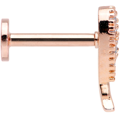 16 Gauge 5/16 Clear CZ Gem Rose Gold Tone Internal Thread Wing Labret