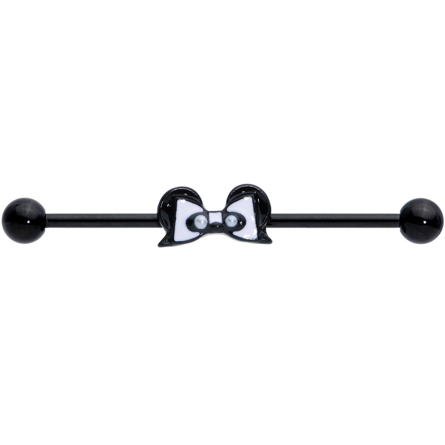 14 Gauge Black Bow Panda Bear Industrial Barbell 38mm