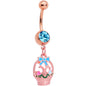 Aqua Gem Rose Gold Tone Easter Basket Dangle Belly Ring