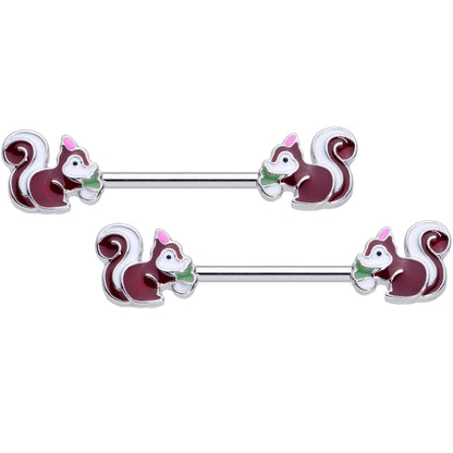 14 Gauge 5/8 Snacking Squirrel Barbell Nipple Ring Set