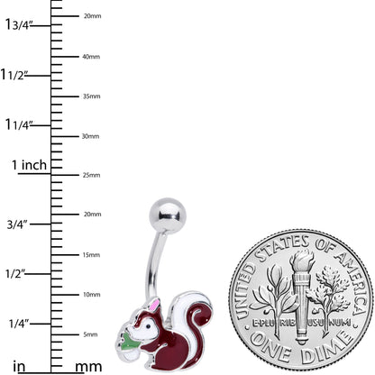 Brown White Snacking Squirrel Belly Ring
