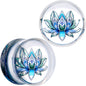 Clear Blue Acrylic Lotus Flower Saddle Plug Set