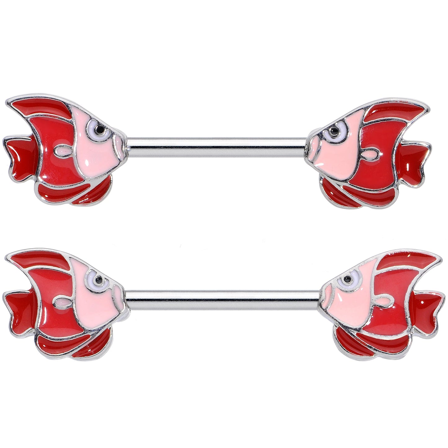 14 Gauge 9/16 Brown Nautical Fish Barbell Nipple Ring Set