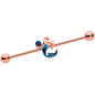 14 Gauge Aqua Gem Rose Gold Tone Mermaid Industrial Barbell 38mm