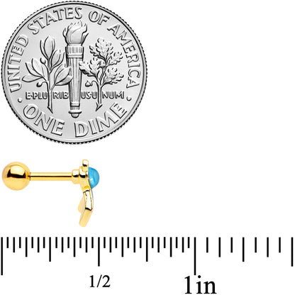 16 Gauge 1/4 Gold Tone Blue Green Mermaid Tail Cartilage Tragus