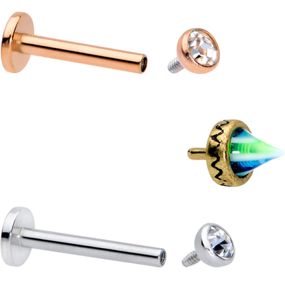 16 Gauge 5/16 Clear Gem Rose Gold Tone Bioplast Labret Tragus Set of 3