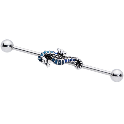 14 Gauge Nautical Seahorse Industrial Barbell 38mm