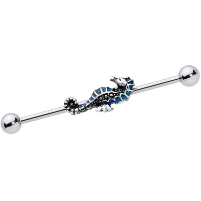 14 Gauge Nautical Seahorse Industrial Barbell 38mm