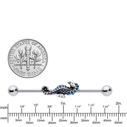 14 Gauge Nautical Seahorse Industrial Barbell 38mm