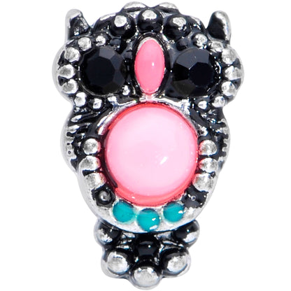 16 Gauge 1/4 Black Gem Pink Orb Owl Cartilage Tragus Earring
