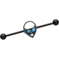 14 Gauge Blue Gem Black Hollow Alien Industrial Barbell 38mm