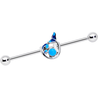 14 Gauge Blue Water Whale Industrial Barbell 38mm