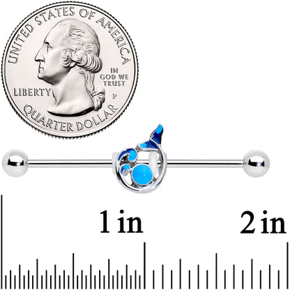 14 Gauge Blue Water Whale Industrial Barbell 38mm