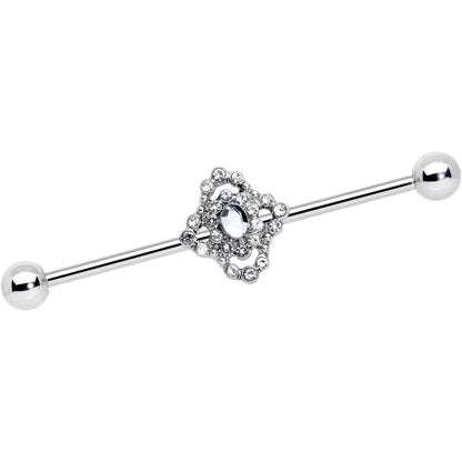 14 Gauge Clear Gem Baroque Cross Industrial Barbell 38mm