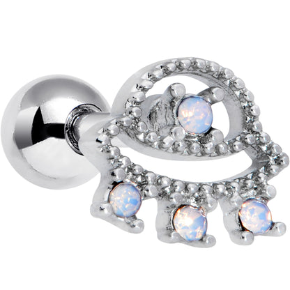16 Gauge 1/4 White Faux Opal UFO Cartilage Tragus Earring