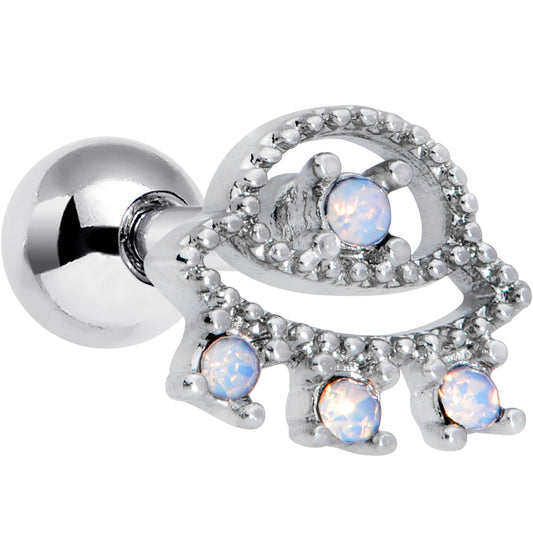 16 Gauge 1/4 White Faux Opal UFO Cartilage Tragus Earring