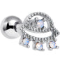 16 Gauge 1/4 White Faux Opal UFO Cartilage Tragus Earring