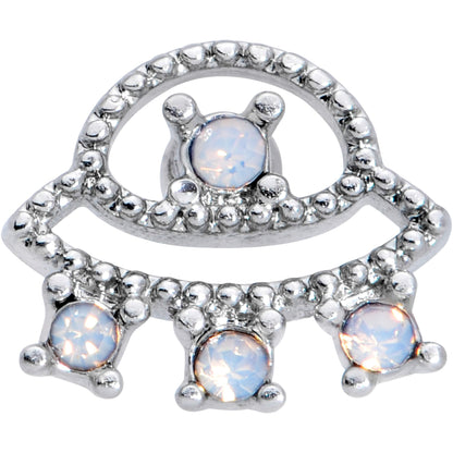 16 Gauge 1/4 White Faux Opal UFO Cartilage Tragus Earring