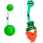Clear Gem Green Leprechaun Saint Patricks Day Belly Ring Set of 2